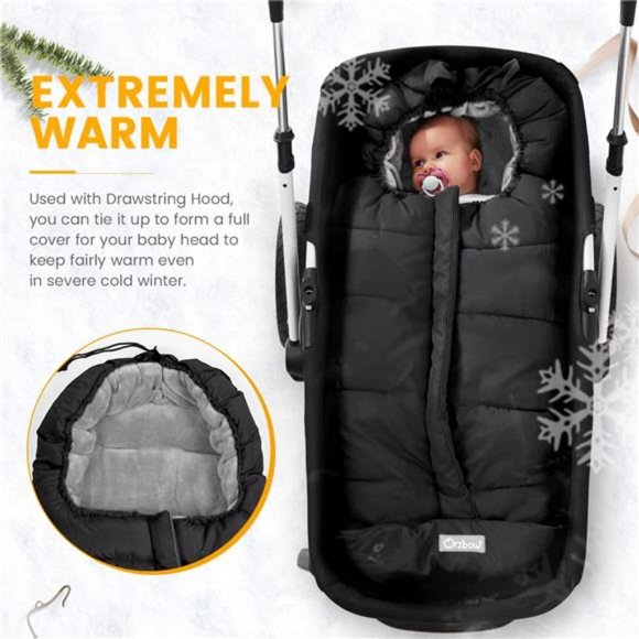 Universal Stroller Bunting Bag Toddler Footmuff, Black, Large - Picture 5 of 6